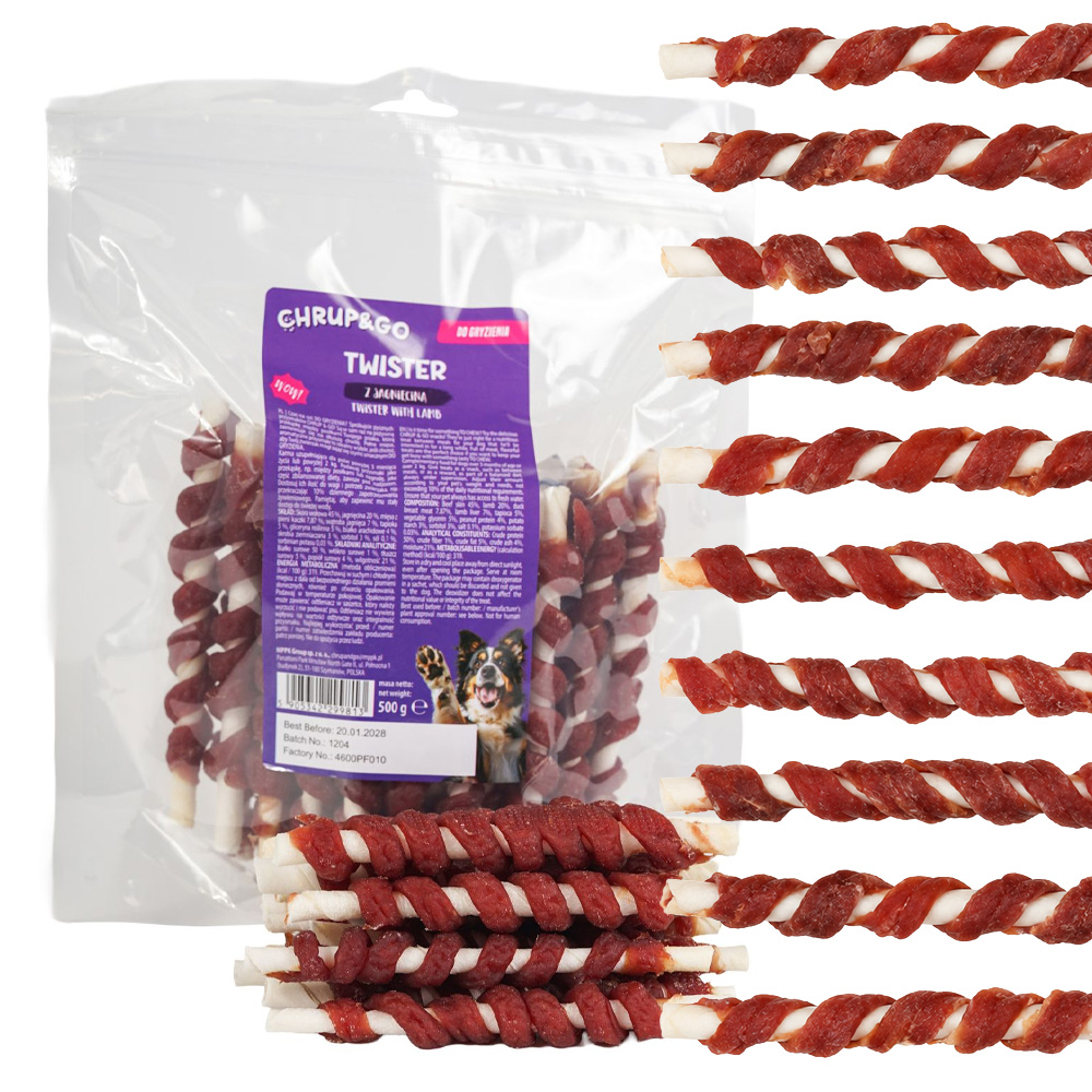 CHRUP&GO Twister Jagnięcina 500g Przysmak dla Psów Dorosłych
